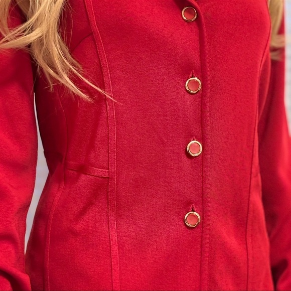GORGEOUS EXCLUSIVELY MISOOK SOLID RED KNIT BLAZER IN EXCELLENT CONDITION - Picture 2 of 7